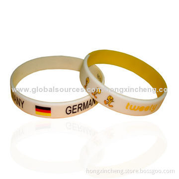 Customized Silicone Wristbands with Printed Logos, OEM Designs Welcomed